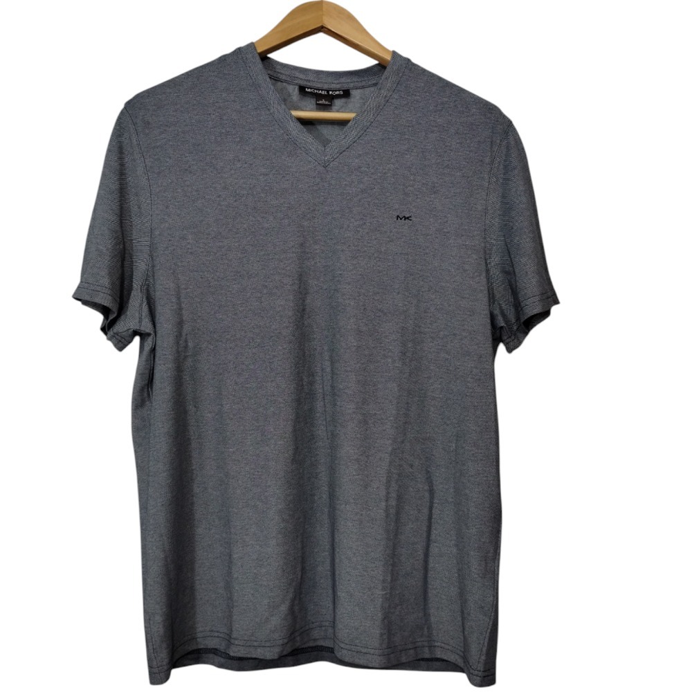 Michael Kors Men's V-Neck Short Sleeve T-Shirt Size L‎ Midnight Summer Blue